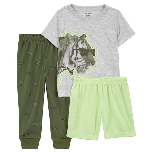 Carter´s Set 3 Piezas Pijama Algodon Remera Mangas Cortas Pantalon Short