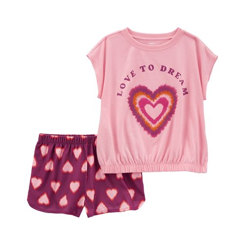 Carter´s Set 2 Piezas Pijama Algodon Remera Mangas Cortas Short Corazon
