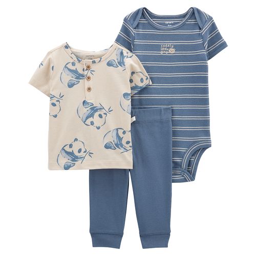 Carter´s Set 3 Piezas Body Mangas Cortas Remera Mangas Cortas Pantalon Pandas