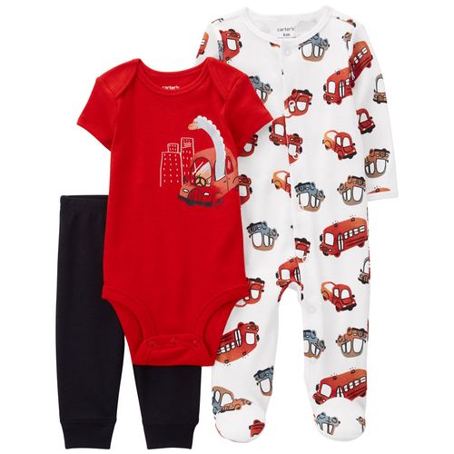 Carter´s Set 3 Piezas Body Mangas Cortas Osito Pijama Pantalon Autos