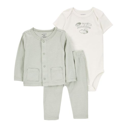 Carter´s Set 3 Piezas Body Mangas Cortas Cardigan Pantalon My Sunshine