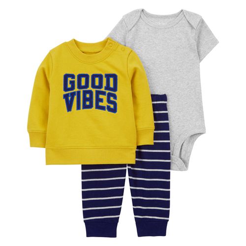 Carter´s Set 3 Piezas Body Mangas Cortas Buzo Pantalon Good Vibes