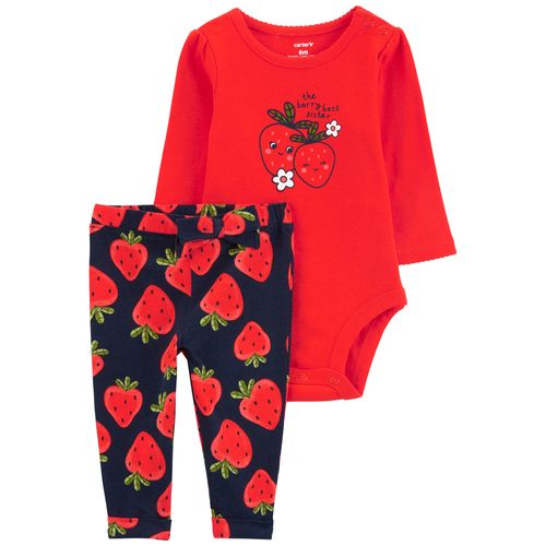 Carter´s Set 2 Piezas Body Mangas Largas Pantalon Frutillitas