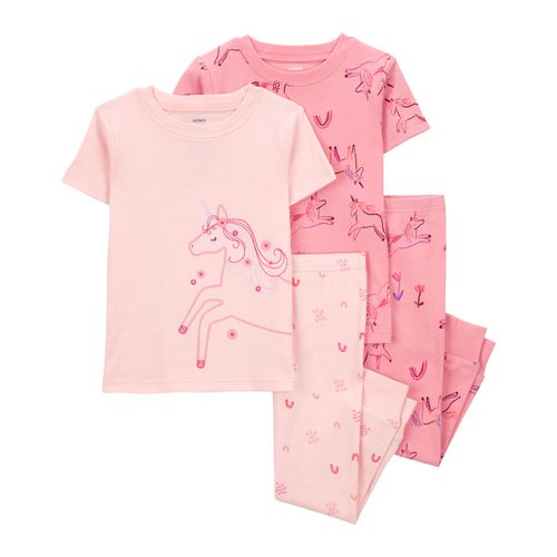 Carter´s Set 4 Piezas Pijama Remera Mangas Cortas Pantalon Unicornios