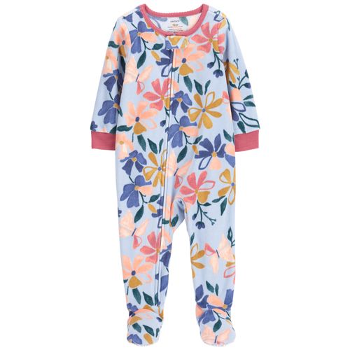 Carter´s Osito Pijama Micropolar Cierre Floral
