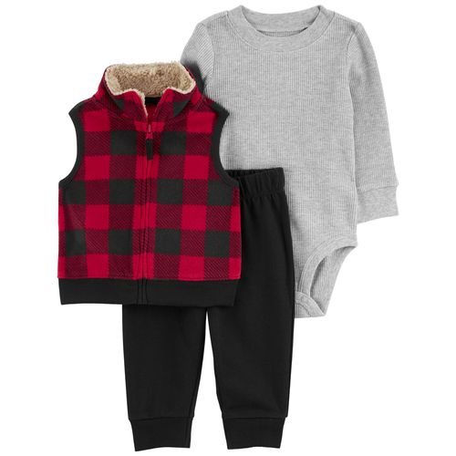 Carter´s Set 3 Piezas Body Mangas Largas Chaleco Pantalon Cuadrille