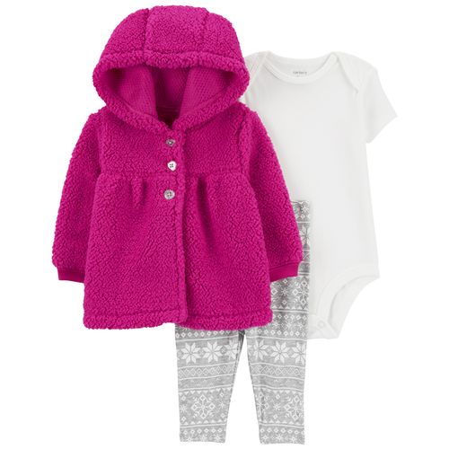 Carter´s Set 3 Piezas Body Mangas Cortas Campera Peluche Pantalon