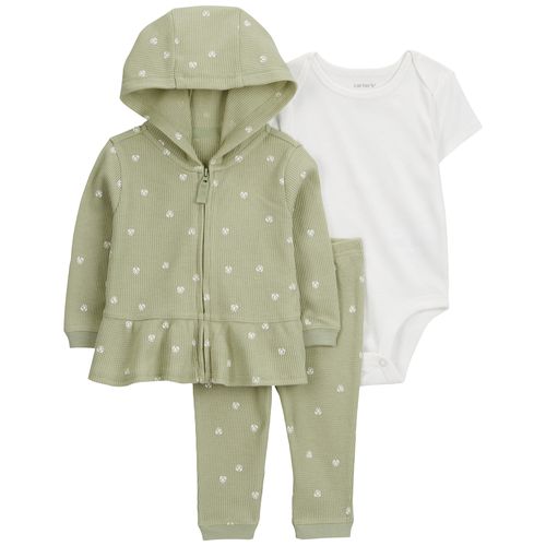 Carter´s Set 3 Piezas Body Mangas Cortas Campera Pantalon Floral
