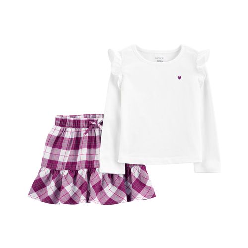 Carter´s Set 2 Piezas Remera Mangas Largas Pollera Pantalon Cuadrille