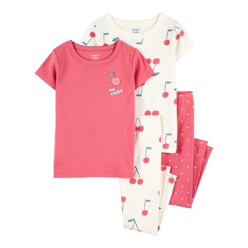 Carter´s Set 4 Piezas Pijama Algodon Mangas Cortas Cerezas