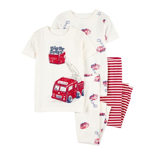 Carter´s Set 4 Piezas Pijama Algodon Mangas Cortas Camion Bomberos