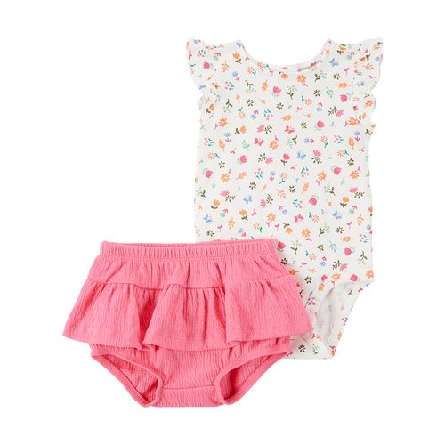 Carter´s Set 2 Piezas Body Mangas Cortas Cubre Pañal Volados