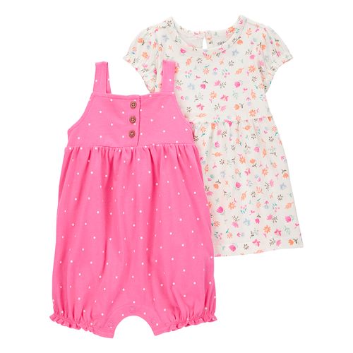 Carter´s Set 2 Piezas Enterito Musculosa Vestido Mangas Cortas