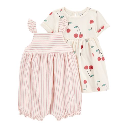 Carter´s Set 2 Piezas Enterito Musculosa Vestido Mangas Cortas