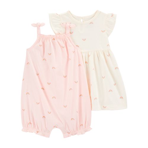 Carter´s Set 2 Piezas Enterito Musculosa Vestido Mangas Cortas Volados
