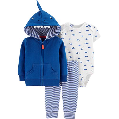 Carter´s Set 3 Piezas Body Mangas Cortas Campera Capucha Pantalon Tiburon