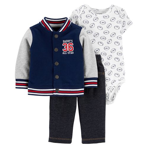 Carter´s Set 3 Piezas Body Mangas Cortas Campera Pantalon