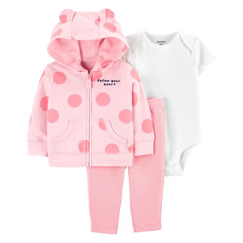 Carter´s Set 3 Piezas Body Mangas Cortas Campera Capucha Pantalon Lunares