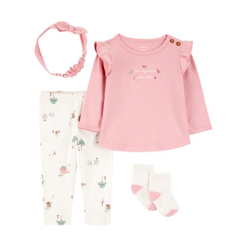Carter´s Set 4 Piezas Remera Mangas Largas Pantalon Vincha Medias