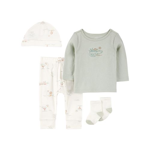 Carter´s Set 4 Piezas Remera Mangas Largas Pantalon Gorro Medias Cocodrilo