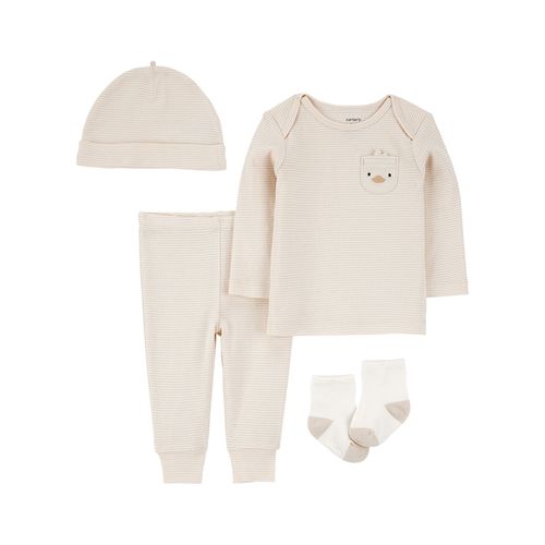 Carter´s Set 4 Piezas Remera Mangas Largas Pantalon Gorro Medias Patito