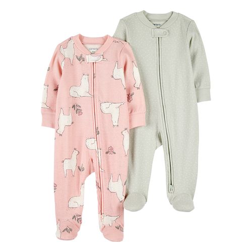 Carter´s Pack 2 Ositos Pijama Algodon Cierre Llamas
