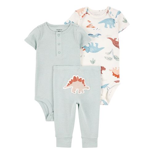 Carter´s Set 3 Piezas Bodies Mangas Cortas Pantalon Dinosaurios