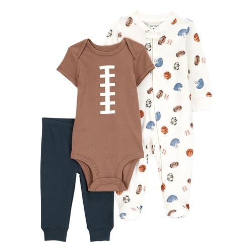 Carter´s Set 3 Piezas Osito Pijama Body Mangas Cortas Pantalon