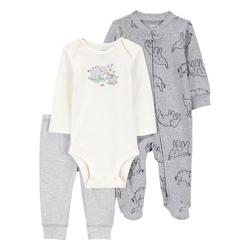 Carter´s Set 3 Piezas Osito Pijama Body Mangas Largas Pantalon