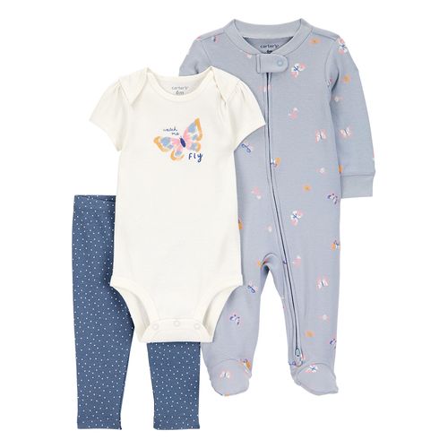 Carter´s Set 3 Piezas Osito Pijama Body Mangas Cortas Pantalon