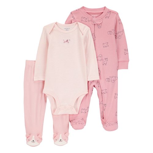 Carter´s Set 3 Piezas Osito Pijama Body Mangas Largas Pantalon