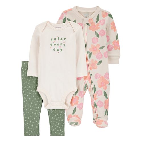 Carter´s Set 3 Piezas Osito Pijama Body Mangas Largas Pantalon