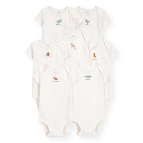Carter´s Pack 7 Bodies Mangas Cortas Semana Animalitos