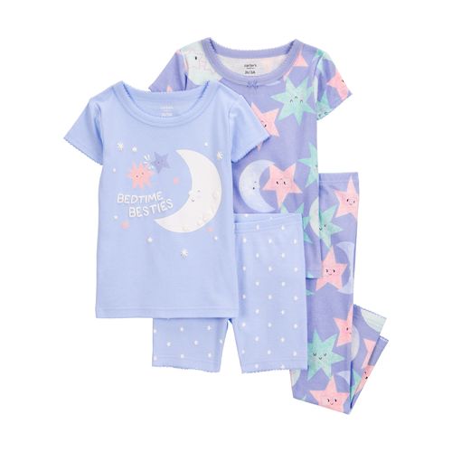 Carter´s Set 4 Piezas Pijama Algodon Remera Mangas Cortas Short Pantalon
