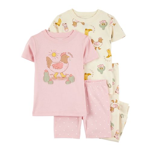 Carter´s Set 4 Piezas Pijama Algodon Remera Mangas Cortas Short Pantalon