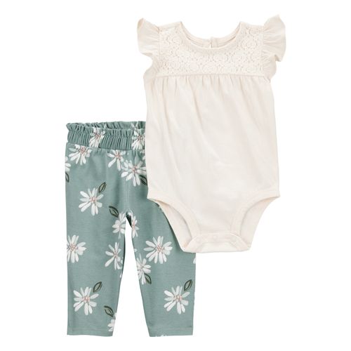 Carter´s Set 2 Piezas Body Mangas Cortas Volados Pantalon