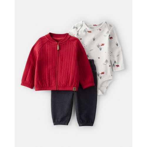 Carter´s Set 3 Piezas Body Mangas Largas Campera Pantalon