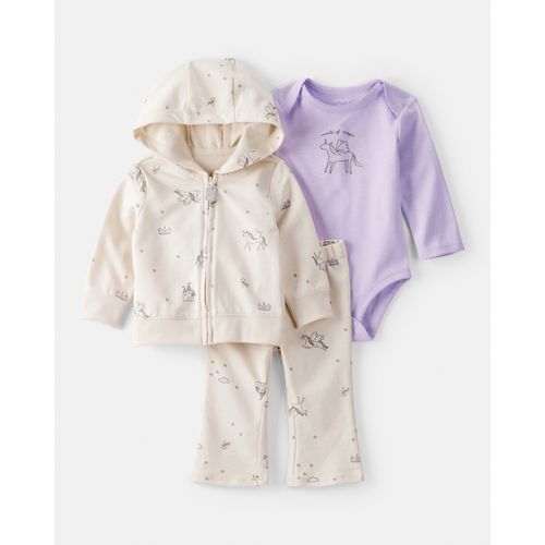 Carter´s Set 3 Piezas Body Mangas Largas Campera Pantalon Unicornios