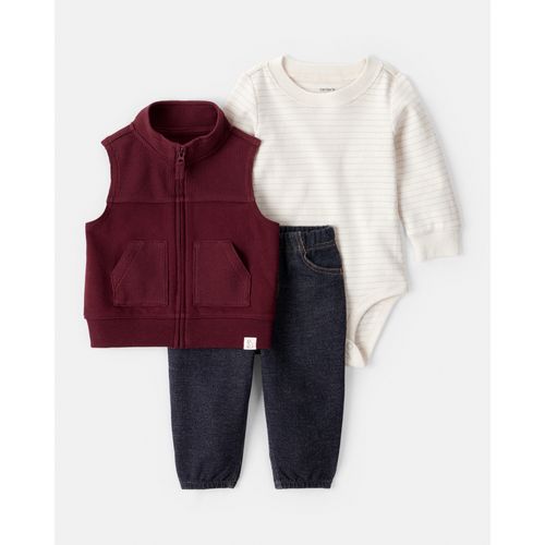 Carter´s Set 3 Piezas Body Mangas Largas Chaleco Pantalon