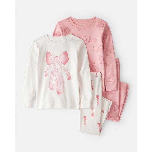 Carter´s Set 4 Piezas Pijama Algodon Mangas Largas Moños Ballet