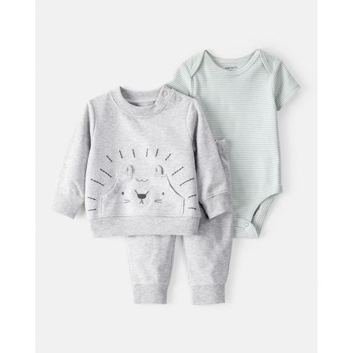 Carter´s Set 3 Piezas Body Mangas Cortas Buzo Pantalon Leon