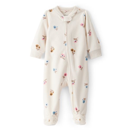 Carter´s Osito Pijama Micropolar Cierre Floral