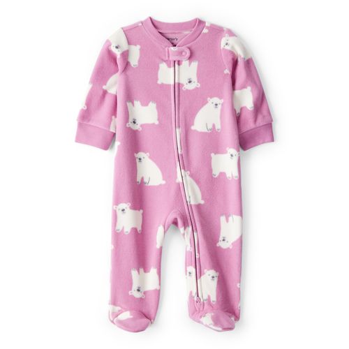 Carter´s Osito Pijama Micropolar Cierre Oso Polar Rosa
