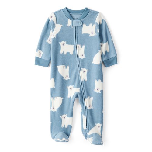 Carter´s Osito Pijama Micropolar Cierre Oso Polar Celeste