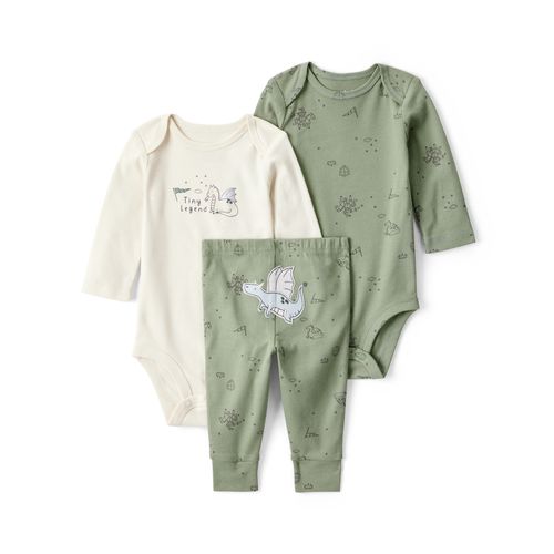Carter´s Set 3 Piezas Bodies Mangas Largas Pantalon Dragones