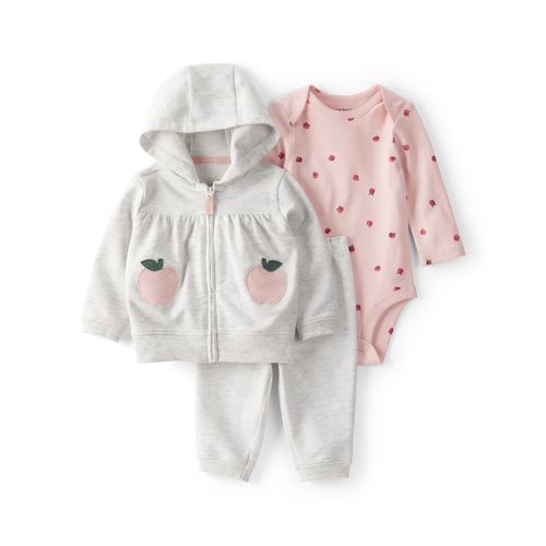 Carter´s Set 3 Piezas Body Mangas Largas Campera Capucha Pantalon Manzanas