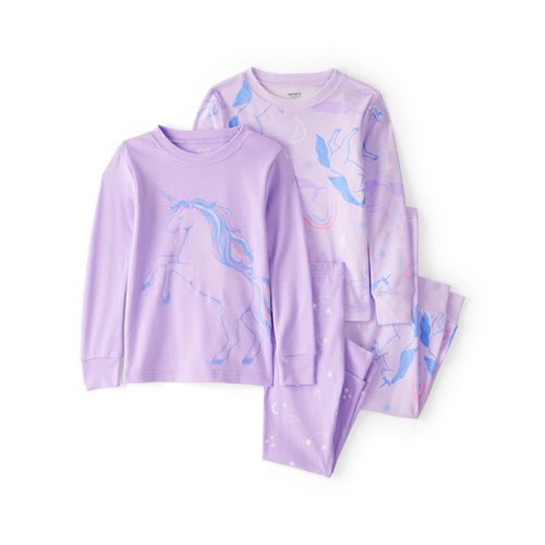 Carter´s Set 4 Piezas Pijama Algodon Mangas Largas Pantalon Unicornios