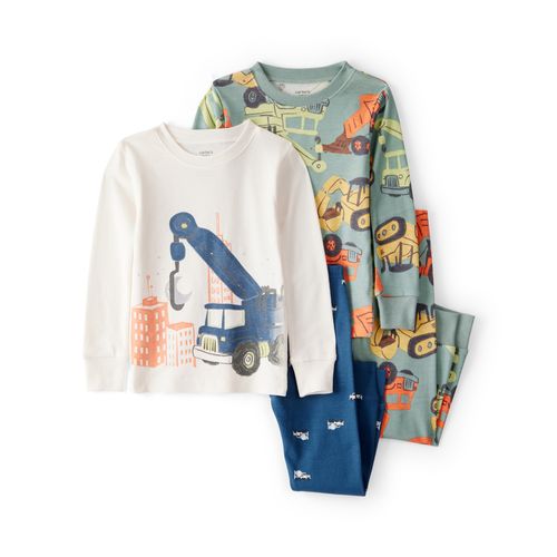 Carter´s Set 4 Piezas Pijama Algodon Mangas Largas Pantalon Construccion