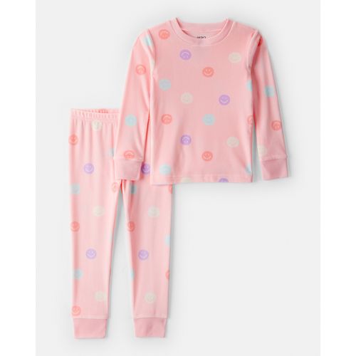 Carter´s Set 2 Piezas Pijama Plush Remera Mangas Largas Pantalon Carita Felices
