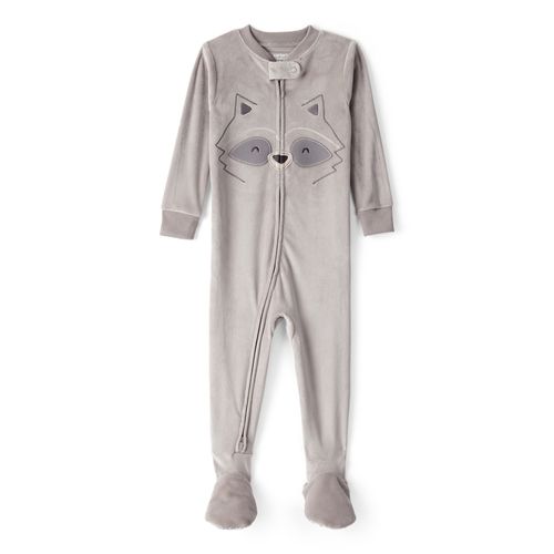 Carter´s Osito Pijama Plush Cierre Mapache Gris